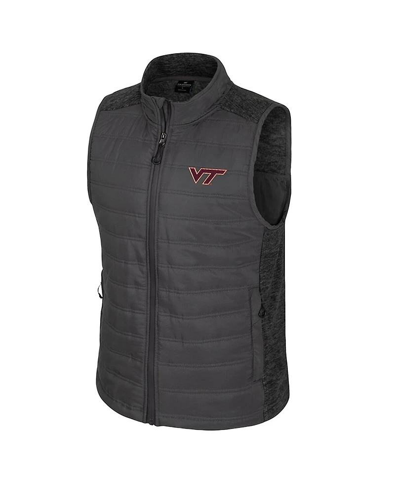Colosseum Men's Charcoal Virginia Tech Hokies Nightman Full-Zip Puffer Vest