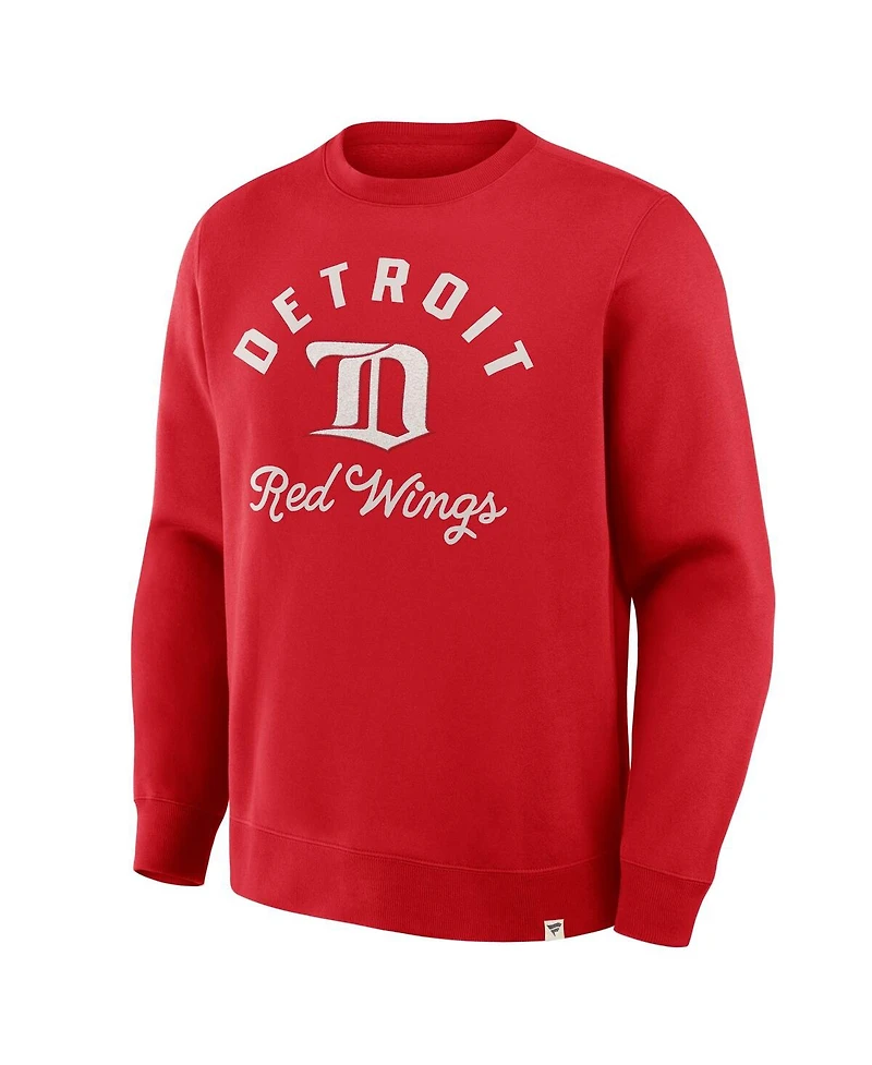 Fanatics Men's Red Detroit Wings Vintage Stickler Sweatshirt