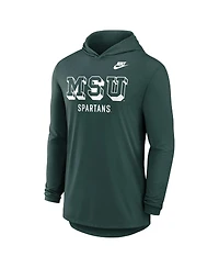 Nike Men's Green Michigan State Spartans Legacy Tri-Blend Dri-fit Long Sleeve Hoodie T-Shirt