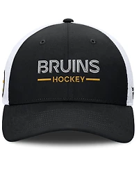 Fanatics Men's Black/White Boston Bruins Authentic Pro Rink Lockup Adjustable Trucker Hat
