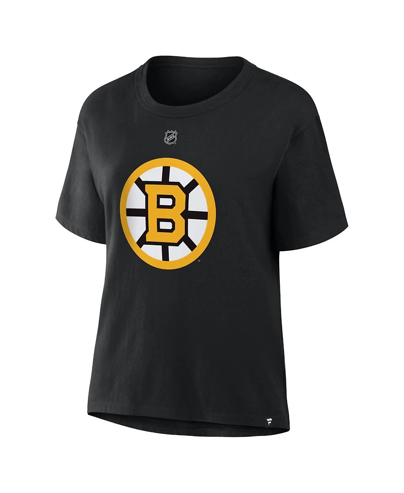Fanatics Women's Charlie McAvoy Black Boston Bruins Authentic Stack Name Number T-Shirt