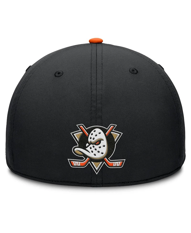 Fanatics Men's Black/Orange Anaheim Ducks Authentic Pro Rink Team Code Flex Hat