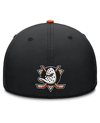 Fanatics Men's Black/Orange Anaheim Ducks Authentic Pro Rink Team Code Flex Hat