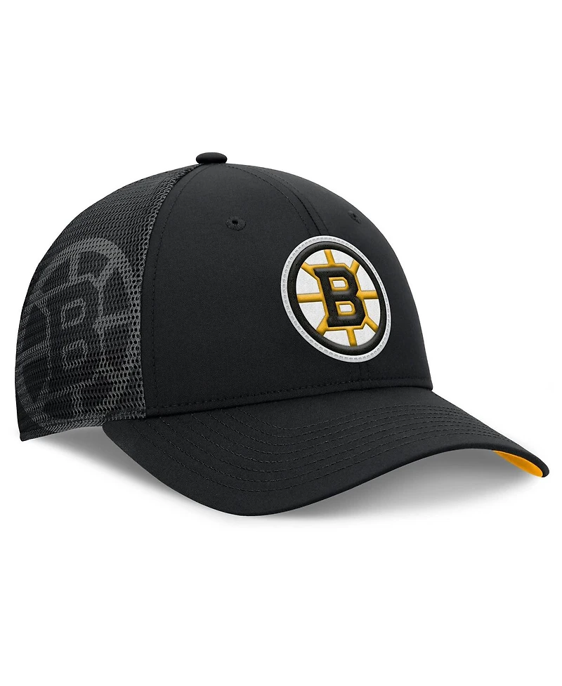 Fanatics Men's Black Boston Bruins Authentic Pro Home Ice Trucker Adjustable Hat
