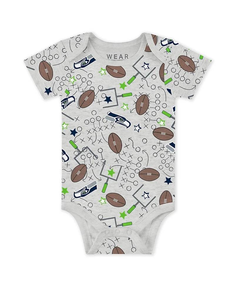 Wear by Erin Andrews Baby Boys and Girls Newborn 3-Piece Seattle Seahawks Turn Me Around Bodysuits Pant Set