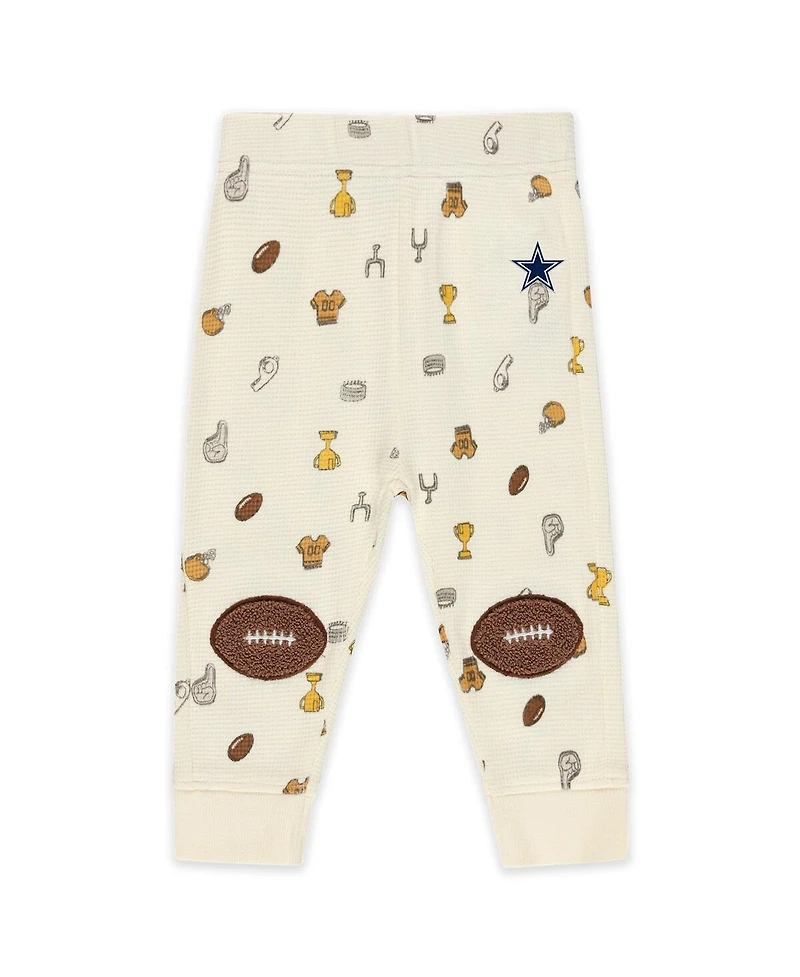 Wear by Erin Andrews Baby Boys and Girls 2-Piece Cream Dallas Cowboys Waffle-Knit Sleep Set
