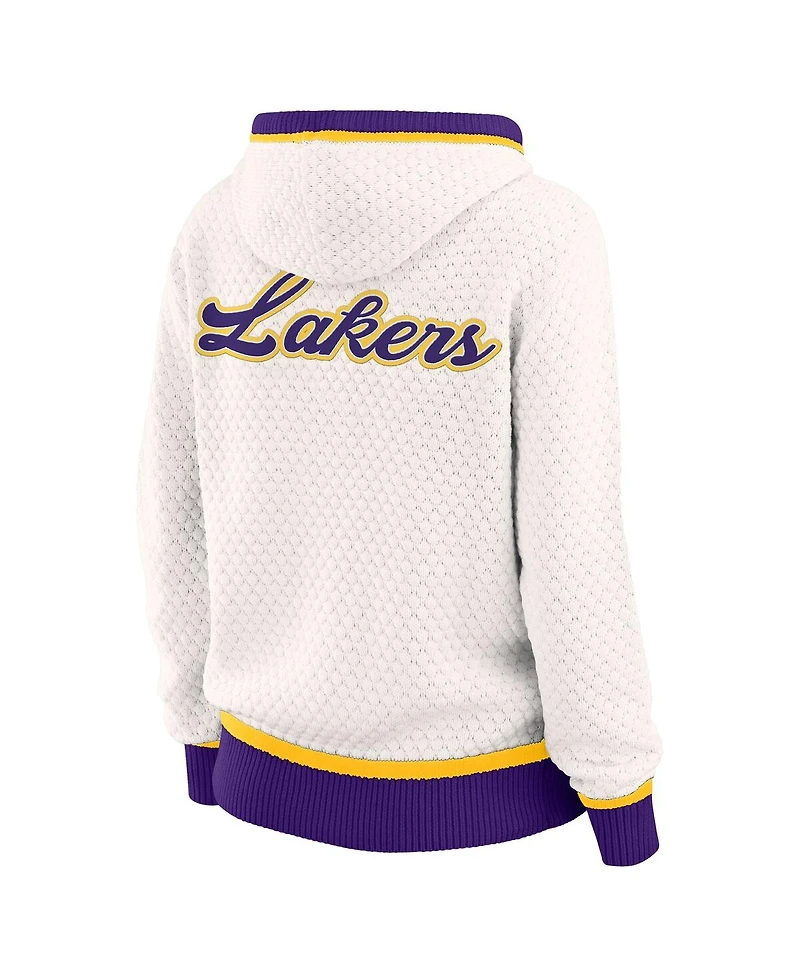Wear by Erin Andrews Women's Cream Los Angeles Lakers Plus Hoodie Sweater