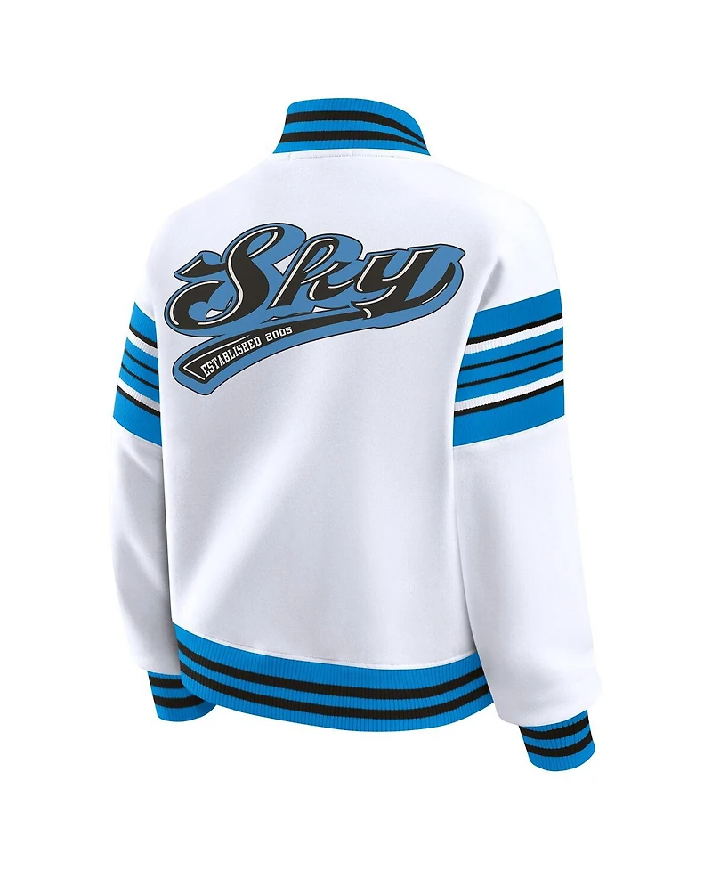Wear by Erin Andrews Women's White/Sky Blue Chicago Sky Full-Snap Fleece Sweatshirt Jacket