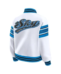 Wear by Erin Andrews Women's White/Sky Blue Chicago Sky Full-Snap Fleece Sweatshirt Jacket