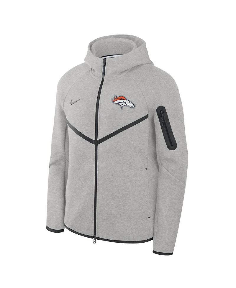Nike Men's Heather Gray Denver Broncos Tech Fleece Full-Zip Windrunner Hoodie