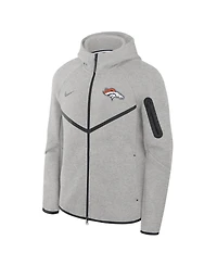 Nike Men's Heather Gray Denver Broncos Tech Fleece Full-Zip Windrunner Hoodie