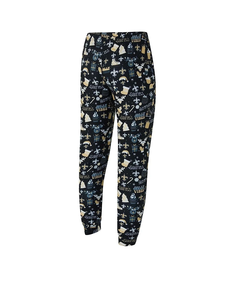 Concepts Sport Men's Black New Orleans Saints Chestnut Long Sleeve Top and Pants Set