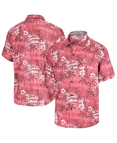 Tommy Bahama Men's Crimson Alabama Tide Coconut Point Palmetta IslandZone Camp Button-Up Shirt
