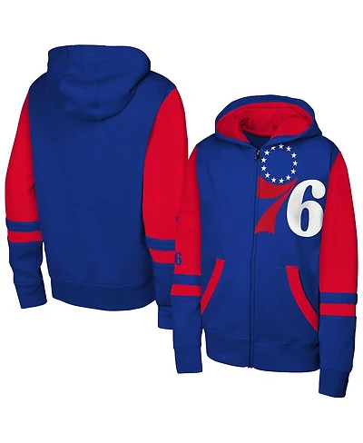 Outerstuff Big Boys and Girls Royal Philadelphia 76ers Straight to the League Full-Zip Hoodie
