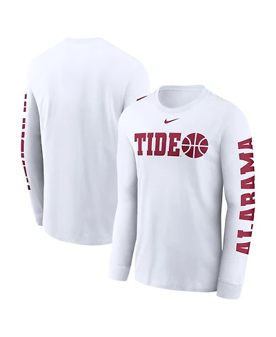 Nike Men's White Alabama Crimson Tide Basketball Icon Two-Hit Long Sleeve T-Shirt