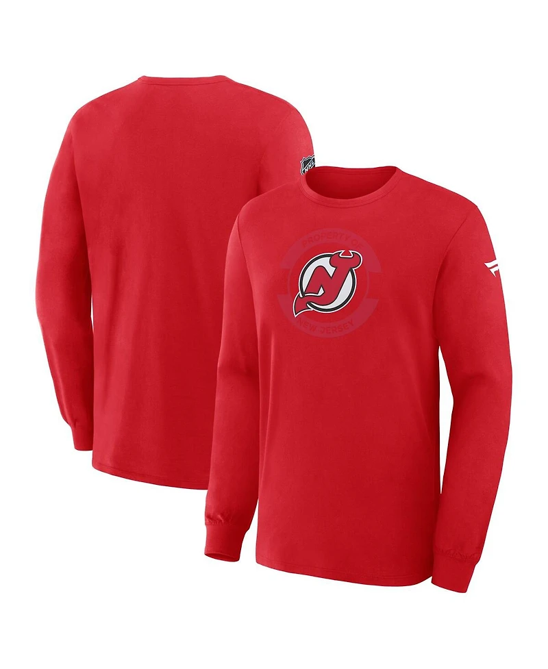 Fanatics Men's Red New Jersey Devils Authentic Pro Property Of Practice Long Sleeve T-Shirt