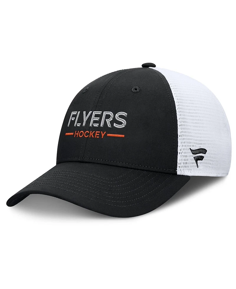 Fanatics Men's Black/White Philadelphia Flyers Authentic Pro Rink Lockup Adjustable Trucker Hat