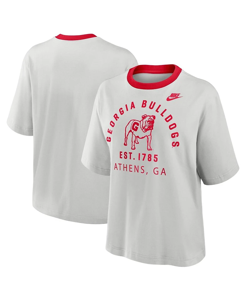 Nike Women's Gray Georgia Bulldogs Legacy Arch Script Boxy T-Shirt