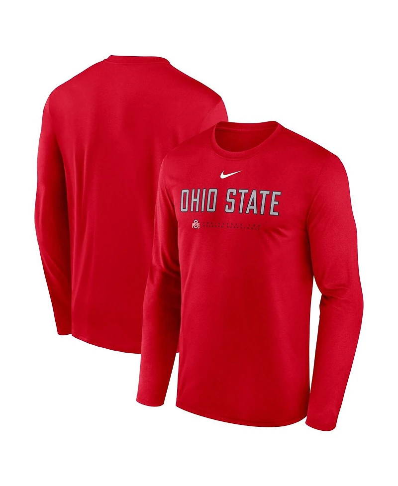 Nike Men's Scarlet Ohio State Buckeyes 2025 Courtside Basketball Shootaround Legend Dri-fit Long Sleeve T-Shirt