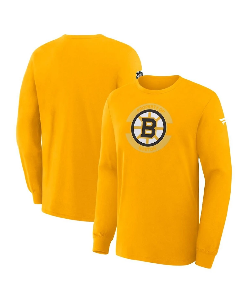 Fanatics Men's Gold Boston Bruins Authentic Pro Property Of Practice Long Sleeve T-Shirt