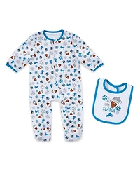 Wear by Erin Andrews Baby Boys and Girls Newborn 2-Piece Detroit Lions Holiday Full-Zip Sleeper Bib Set