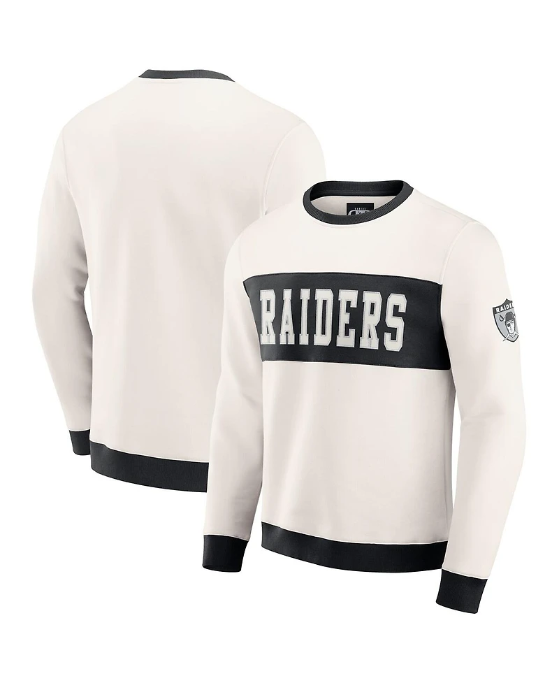 Darius Rucker Collection by Fanatics Men's Cream Las Vegas Raiders Color block Pullover Sweatshirt