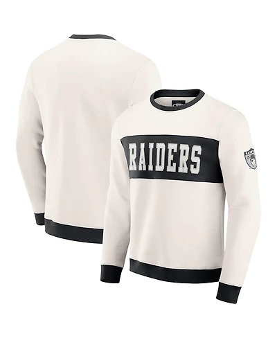 Darius Rucker Collection by Fanatics Men's Cream Las Vegas Raiders Color block Pullover Sweatshirt