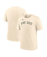 Nike Men's Natural Boston Red Sox Wordmark Tri-Blend T-Shirt