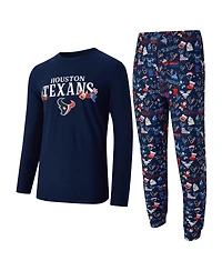 Concepts Sport Men's Navy Houston Texans Chestnut Long Sleeve Top and Pants Set