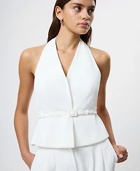 French Connection Women's Harry Suiting Belted Halter V-Neck Top