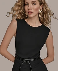 Donna Karan New York Women's Jewel-Neck Faux-Wrap Dress