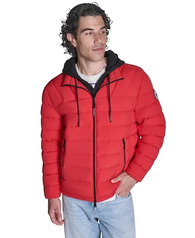 Converse Men's Lightweight Hooded Bib Puffer Jacket