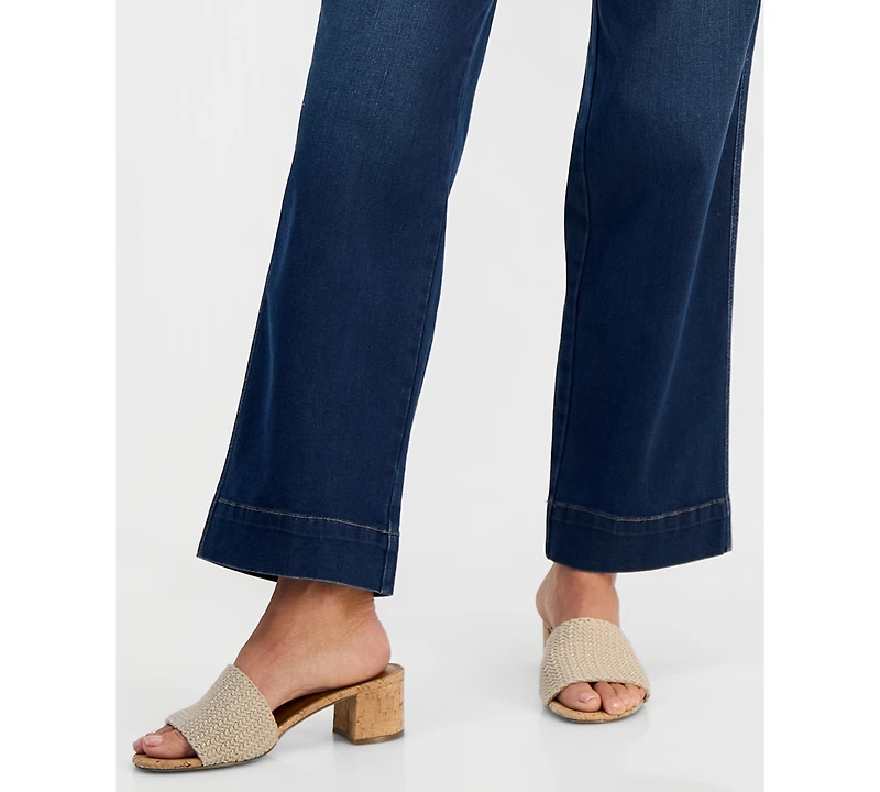 Style & Co Petite Pull-On Shaping High-Rise Wide-Leg Jeans, Macy's Exclusive