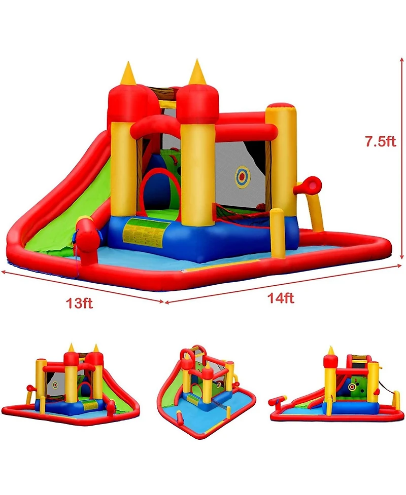 Skonyon Inflatable Water Slide Jumper Bounce House with Ocean Ball without Blower