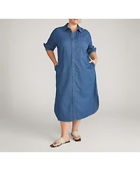 Universal Standard Women's Odeon Stretch Cotton Chambray Shirtdress