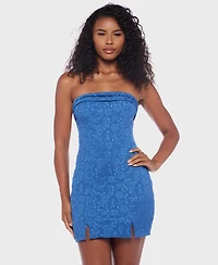 B Darlin Juniors' Jacquard Strapless Bodycon Dress