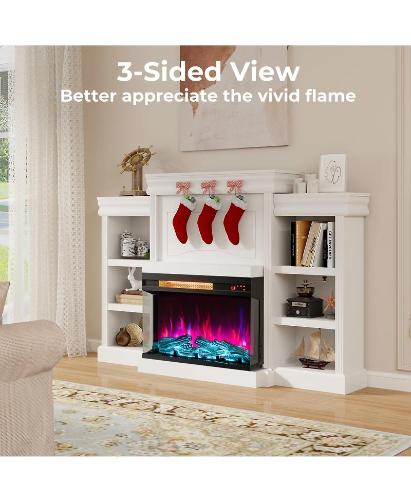 Sugift 23 Inch 3-Sided Electric Fireplace 1500W Recessed Fireplace Insert