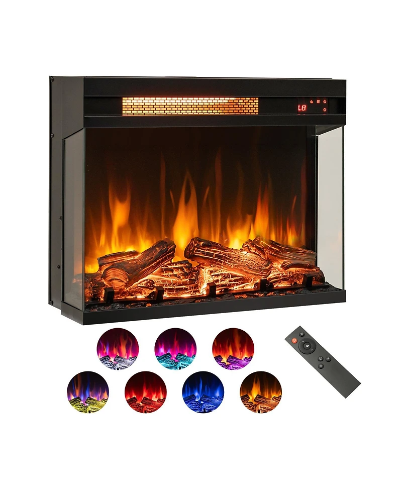 Sugift 23 Inch 3-Sided Electric Fireplace 1500W Recessed Fireplace Insert