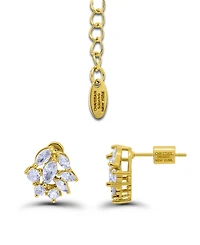 Christian Siriano New York Gold Plated Cluster Necklace and Earring Set