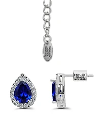 Christian Siriano New York Gold Plated Baguette Cubic Zirconia Frontal Necklace and Earrings Set