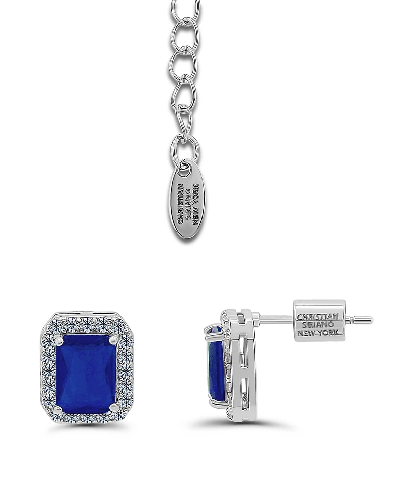 Christian Siriano New York Cubic Zirconia Halo Accents Necklace and Earrings Set