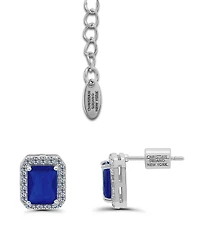 Christian Siriano New York Cubic Zirconia Halo Accents Necklace and Earrings Set