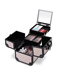 Byootique Makeup Train Case with Mirror Cosmetic Box for Nail Art Deco Tyrian