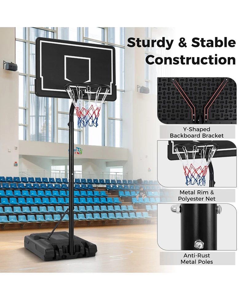 Givimo Basketball Hoop 5.6-6.5 Ft Height Adjustable for Kids with Shatterproof Backboard