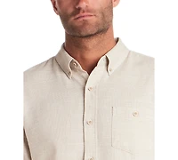 Weatherproof Vintage Men's Long Sleeve Cotton Slub Pebble Dobby Shirt