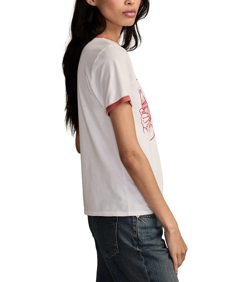 Lucky Brand Women's Coca Cola Halftone Santa Classic Crewneck Top