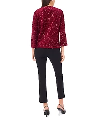 Msk Women's Velvet V-Neck Top