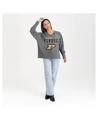 Gameday Couture Women's Gray Purdue Boilermakers French Terry V-Neck Pullover Sweatshirt