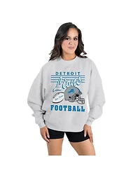 Gameday Couture Women's Ash Detroit Lions Home Turf Oversized Premium Fleece Pullover Sweatshirt