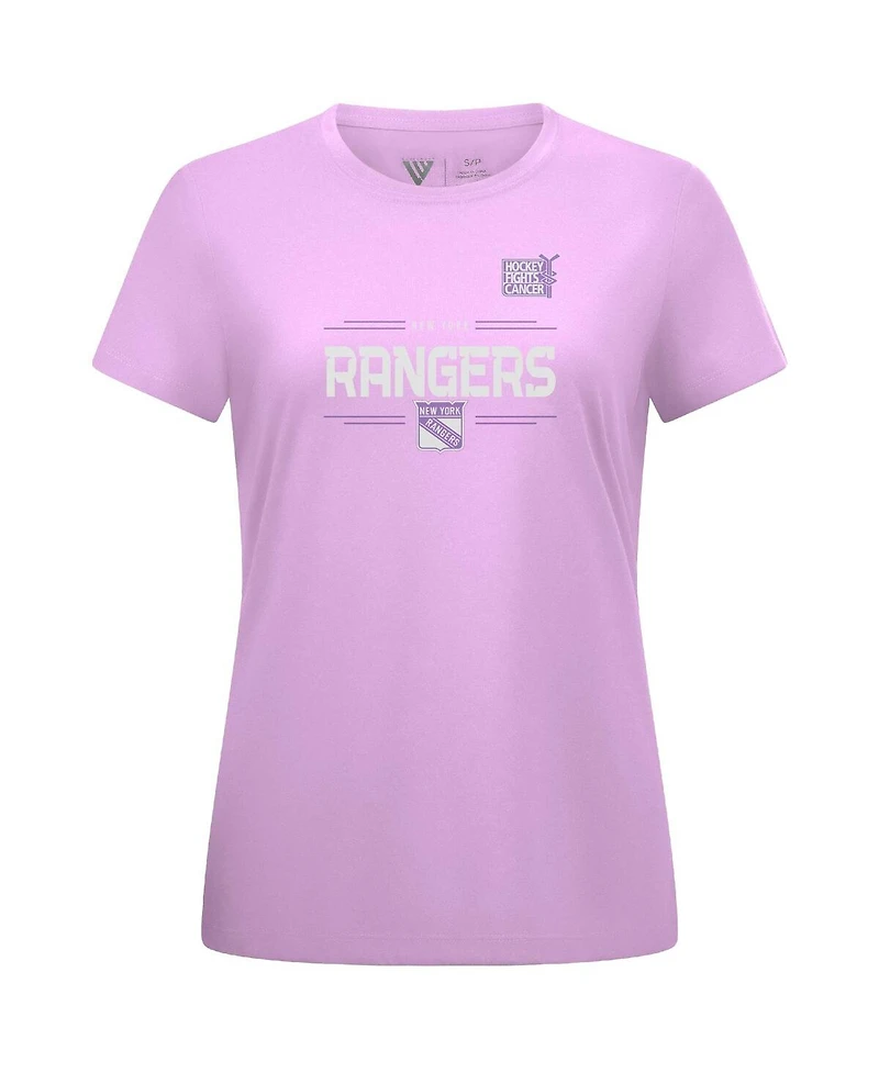 Levelwear Women's Mika Zibanejad Lavender New York Rangers Hockey Fights Cancer Anthem Name Number T-Shirt
